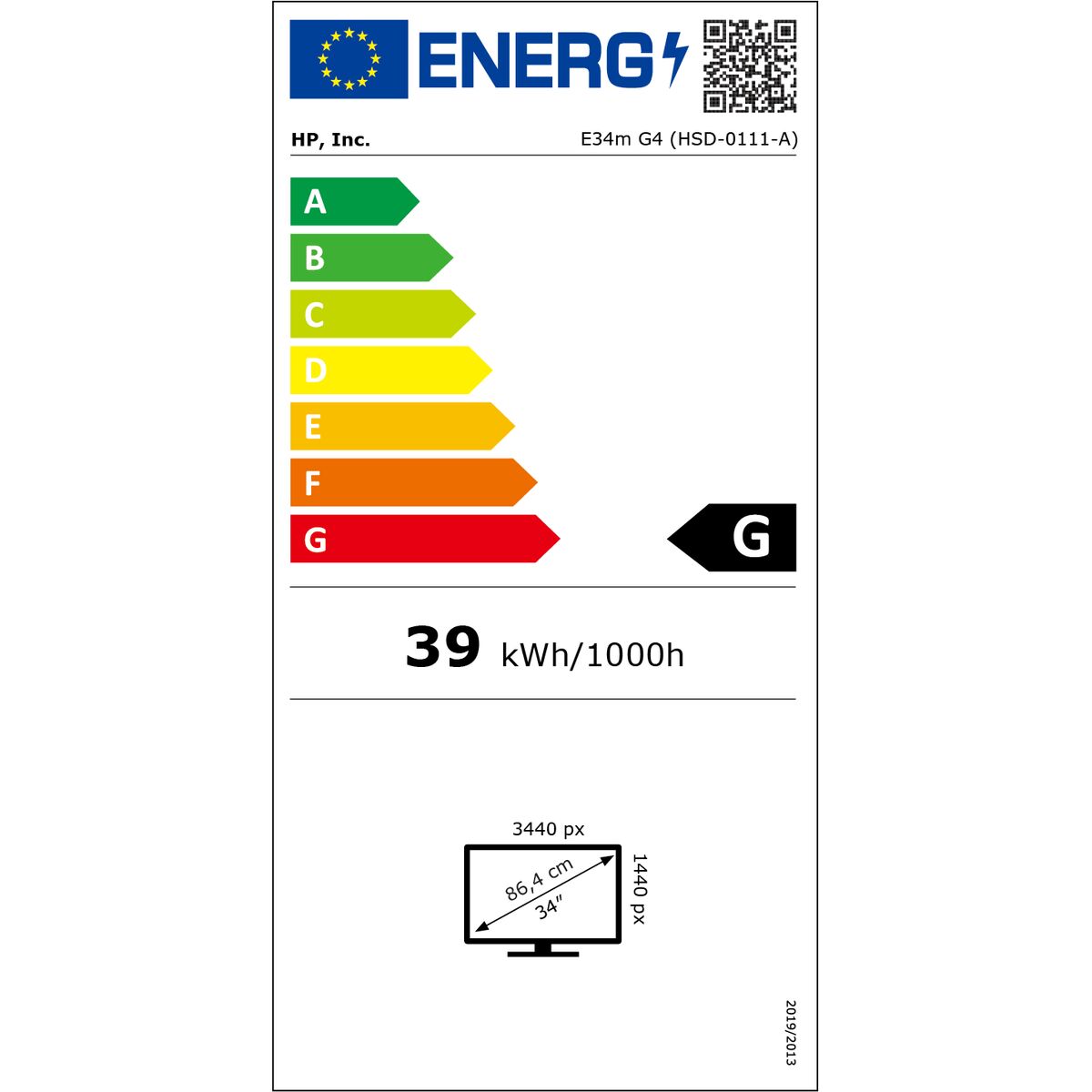 Monitor HP 40Z26AA#ABB 34" VA 75 Hz 50-60  Hz 34"