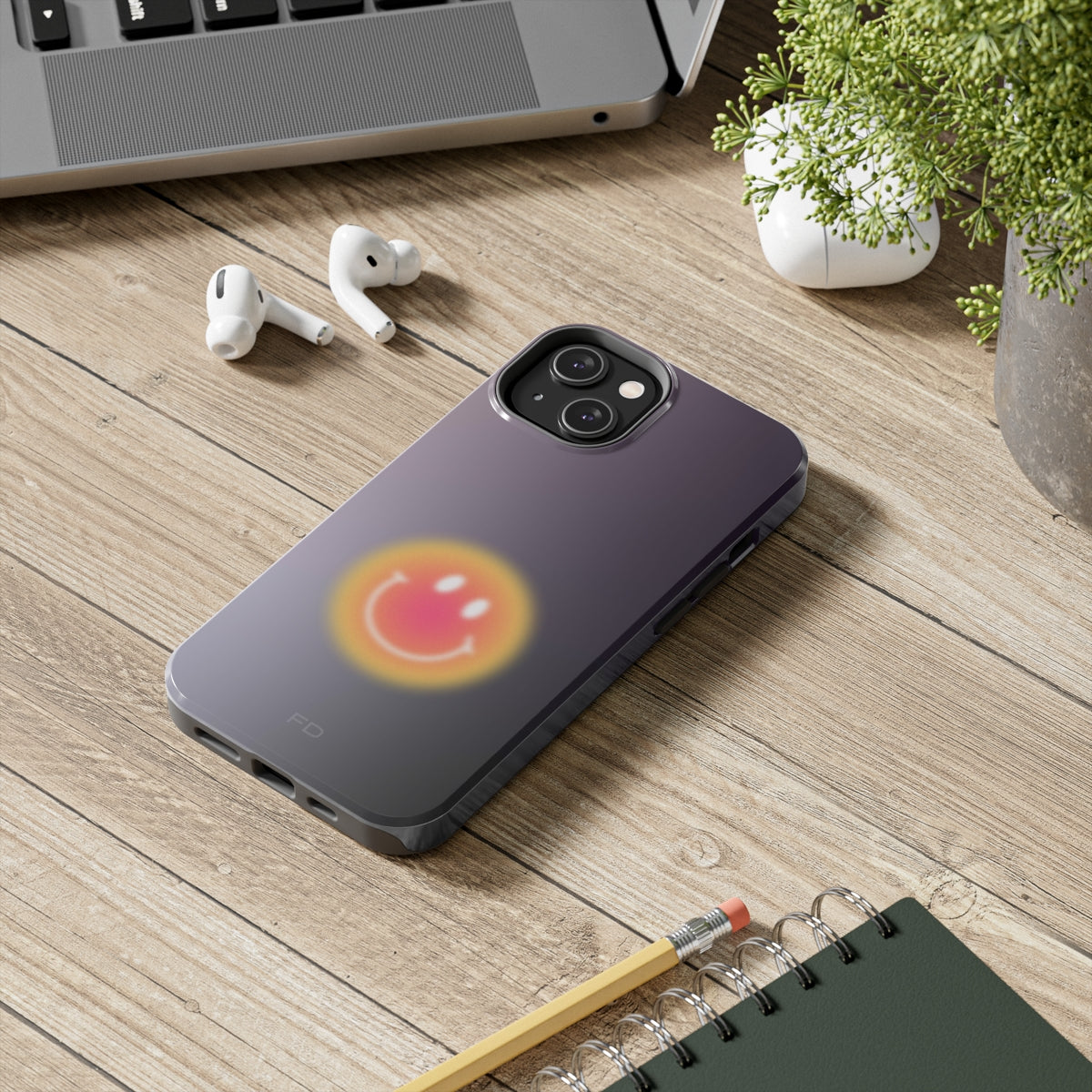 Smiley Face Tough Case for iPhone with Wireless Charging