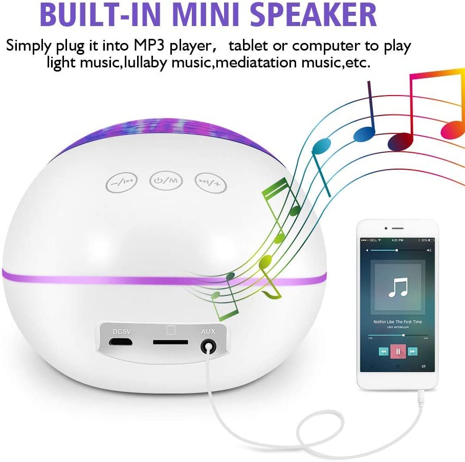 Ocean Wave Projector Night Light Bluetooth Music Player