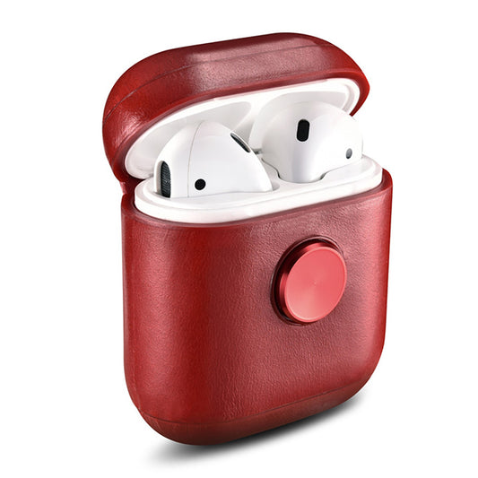 Leather Earphone Case Gyro Box For AirPods Red